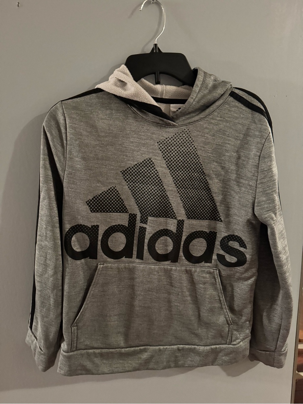 adidas Heather Gray Hoodie with Black Logo